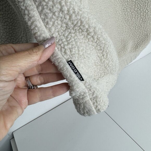 Vintage Y2K Volcom Sherpa Hoodie Pullover Pockets Sz L Loose Fit Skateboarding - Picture 6 of 11